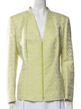 Lafayette 148 New York Pale Yellow Textured Zip-Front Blazer